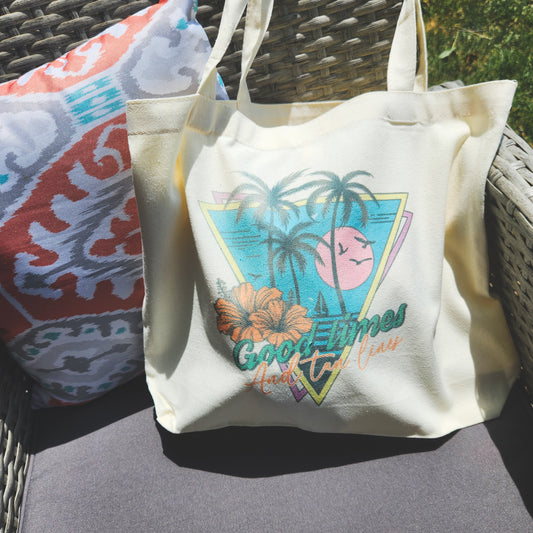 Retro Good Times and Tan Lines Canvas Tote