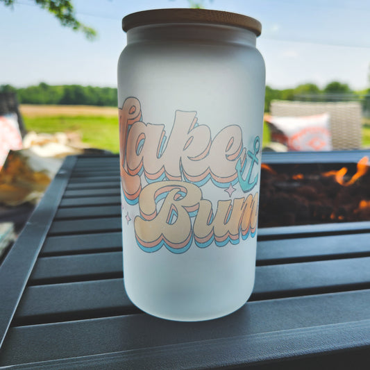 16 oz Lake Bum Glass Can Mug