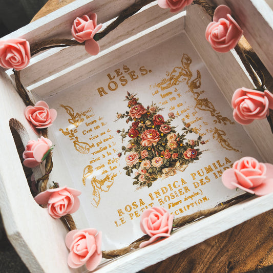 Pink Rose Christmas Tree Crate with Fairy Lights