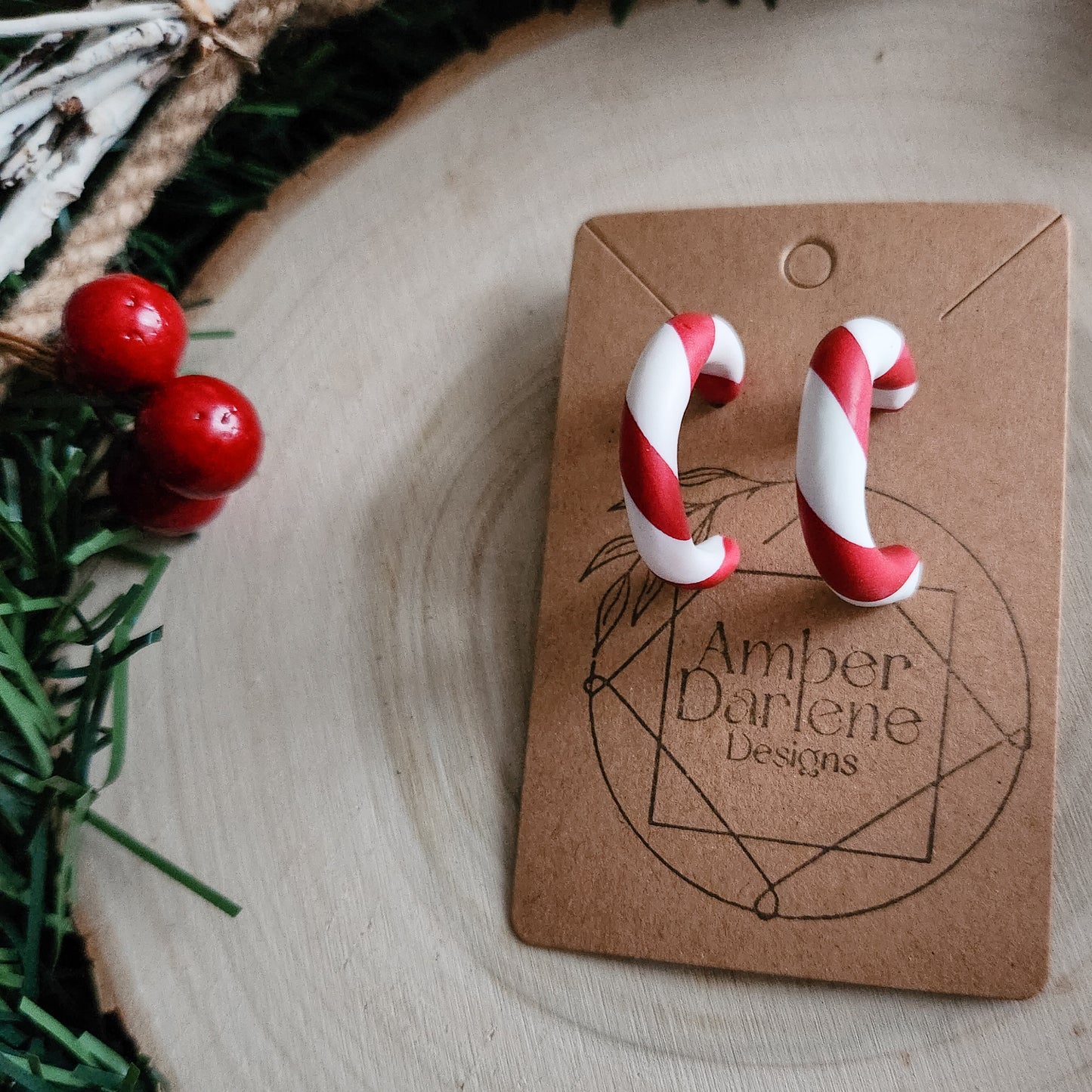 Candy Cane Twist Christmas Hoops