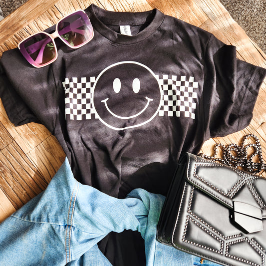 Checkered Smile Graphic Tee